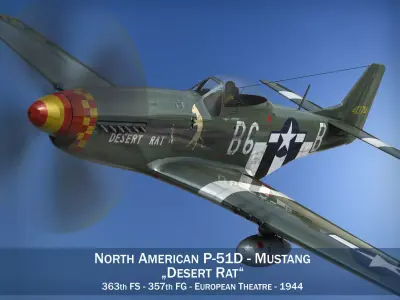 North American P-51D Mustang - Desert Rat 3D model