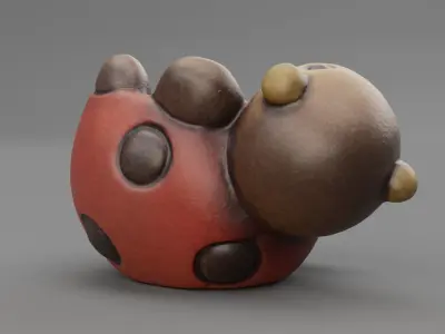 Ceramic ladybird Low-poly 3D model
