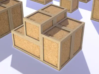 PBR Wooden Shipping Crate Osb Low-poly 3D model
