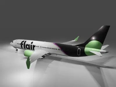 Flair airlines Boeing 737 max 8 3d model with cockpit Low-poly 3D model