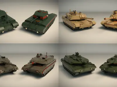 Low Poly Tank Pack 01 3D Model Collection
