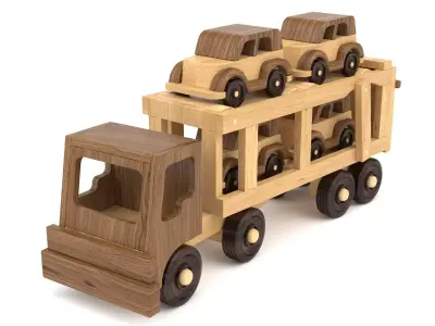 Wooden toy truck 13 3D model