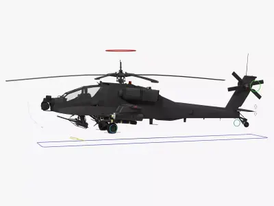 AH64A Apache Helicopter Gray Rigged Low-poly 3D model