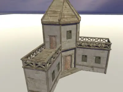 Medieval barracks Low-poly 3D model