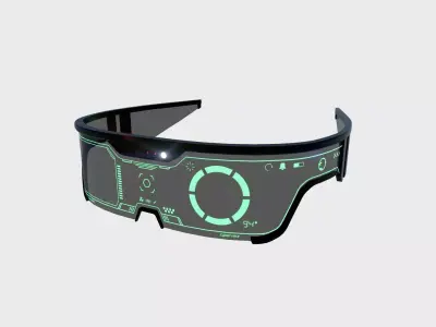 SciFi Glasses Visor 02 Black Green - Character Design Fashion Low-poly 3D model