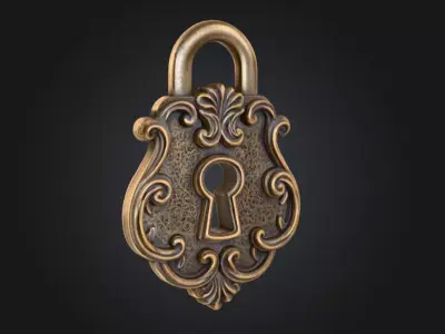 Ornate Padlock Low-poly 3D model