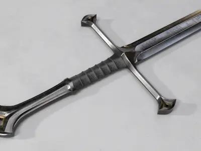 Lord of the Rings sword Anduril - PBR legendary weapon Low-poly 3D model