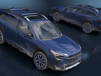 City Crossover SUV Blue Dirty 3D model