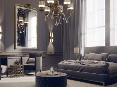 Corona - C4D files - Hotel Bedroom Interior 3D model 3D model