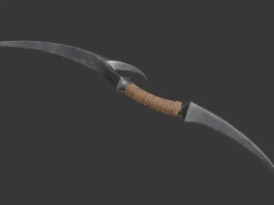 Elven fantasy dual-blade dagger 3D model