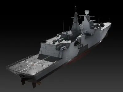Egyptian navy Al-Aziz class frigate game-ready Low-poly 3D model