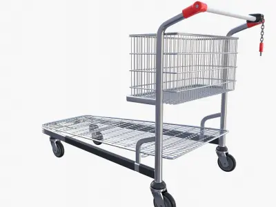 Shopping cart v1 Low-poly 3D model