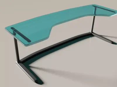 Glass Computer Desk Free low-poly 3D model
