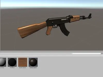 AK-47 Rifle Dark wood - Machinegun - Fuzil - Metralhadora Low-poly 3D model