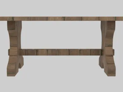 Wooden Bench Chair with Textures Low-poly 3D model