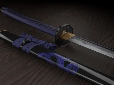 katana game-ready Low-poly 3D model