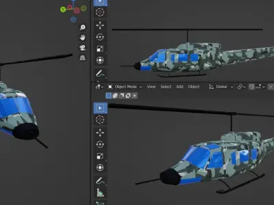 UFO Air Fighter and Helicopter - UFO Fighting Game assets Low-poly 3D model