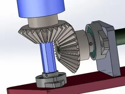 The helical gear drive mechanism 3D model