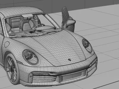 Cinematic Night Automotive Lighting Cinema 4D and Redshift 3D model