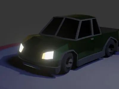 A Van truck on circular platform 3D model