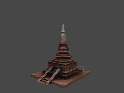 Pagoda in thailand Low-poly 3D model