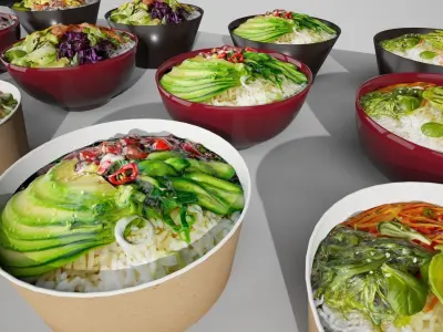 Hawaiian Poke Bowl  Low-poly 3D model