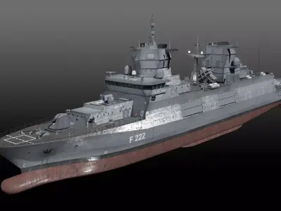 F125 Baden Wuerttemberg class frigate game ready Low-poly 3D model