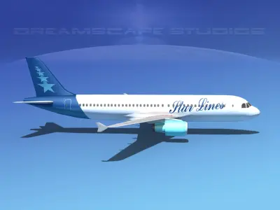 Airbus  A320 LP Star Lines Low-poly 3D model