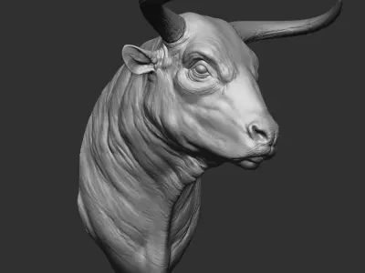 Bull Head Sculpture for 3D Printing Realistic Bust 3D print model