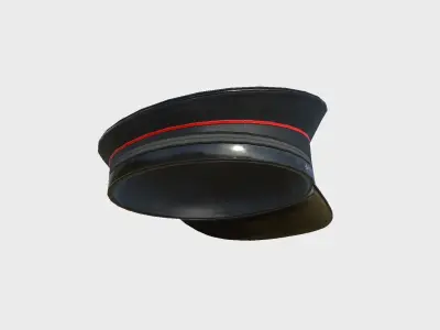 Police Cap 09 Black Red - Military Character Design Fashion Low-poly 3D model
