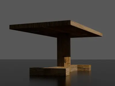 Rustic wooden table low poly Free low-poly 3D model