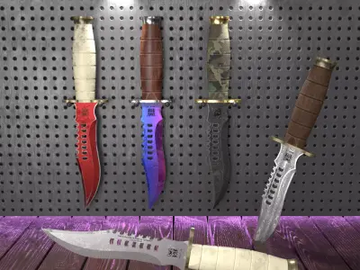 Bowie Knives - Military Knife Low-poly 3D model