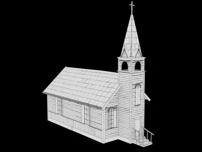 Low Poly Church Low-poly 3D model