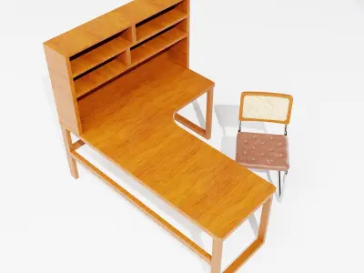 Modern Study Table and Chair Set 3D model