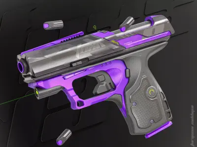 Foxx-19 Sci-fi Concept Pistol PBR Low-poly 3D model