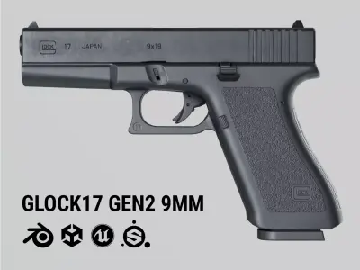 Glock 17 Gen2 9 mm Low-poly 3D model