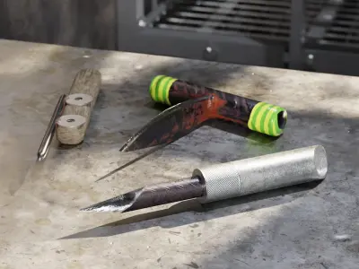 Prison Knifes Collection Low-poly 3D model