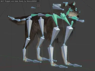 Wolf Rigged Animated and Game Ready Free low-poly 3D model