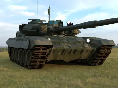  High-Quality Weathered T90A Main Battle Tank 3D Model Low-poly 3D model