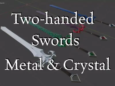 Two-hand swords pack 4 in 1 Low-poly 3D model