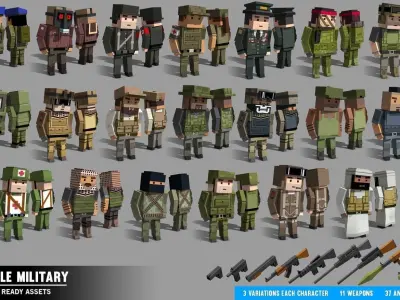 Simple Military - Cartoon Assets Low-poly 3D model