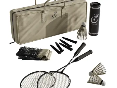 badminton set 1 with racquet and bag 3D model