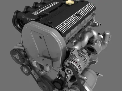 Car 4 Cylinder Engine 02 3D model