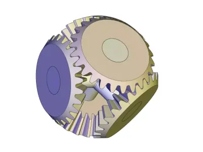 Bevel gear transmission set-5 gears Free 3D print model
