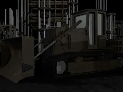 Construction Collection Set site at night 3D model