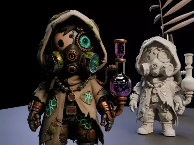 Steampunk Wasteland Alchemist 3D print model