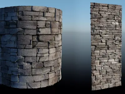 4k Gray Block Stone Material with 16 bit height maps Low-poly 3D model