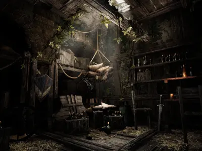 Medieval Castle-Medieval Village Environment Low-poly 3D model