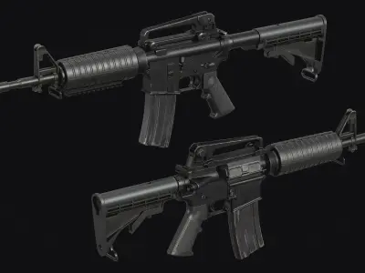 M4-AR15 Rifle Low-poly 3D model