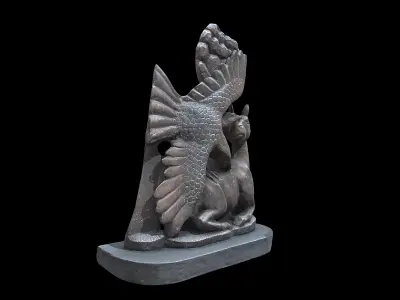 Eagle with Deer Fighting Low-poly 3D model